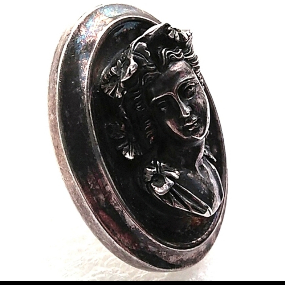 100% FINE .999 SILVER Henryk Winograd High Relief Cameo Brooch Pendant VINTAGE